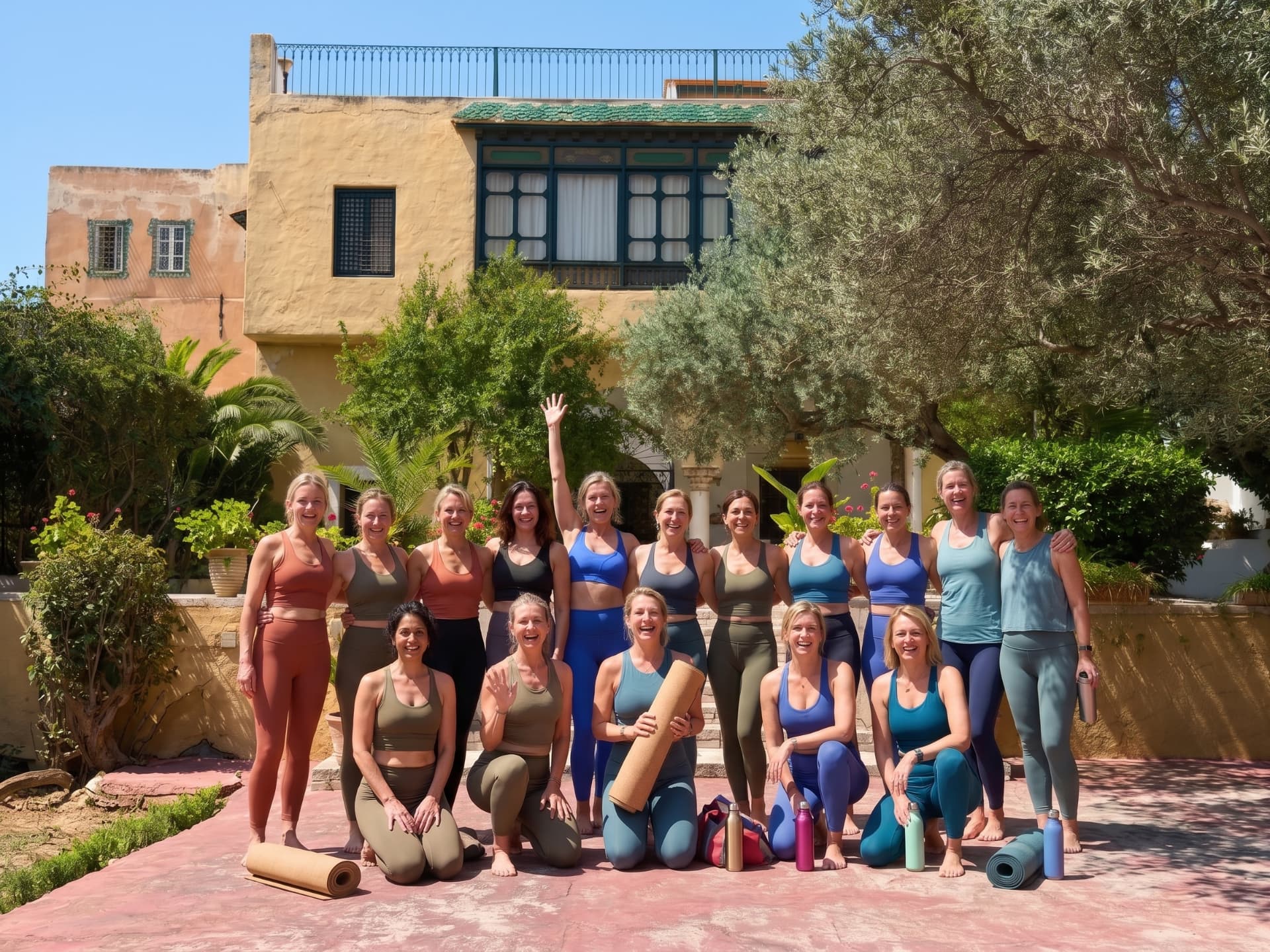Groupe réuni dans le jardin de Dar Turki